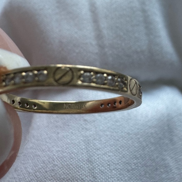 14k Yellow Gold Pave Screw Band - Picture 2 of 15